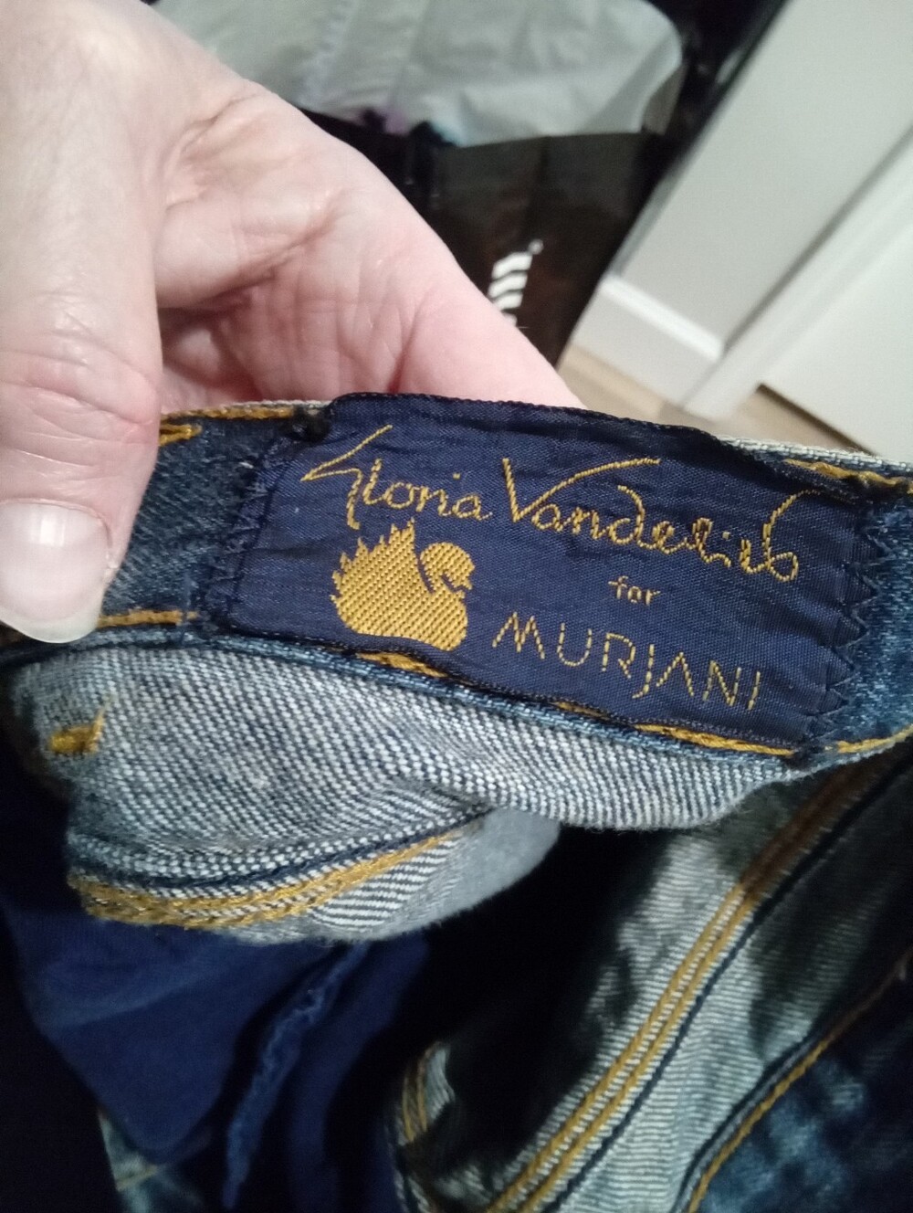 Vintage 70's Gloria Vanderbilt Deep Indigo Blue Denim Orange Stitcing Sz 14 - Picture 11 of 16